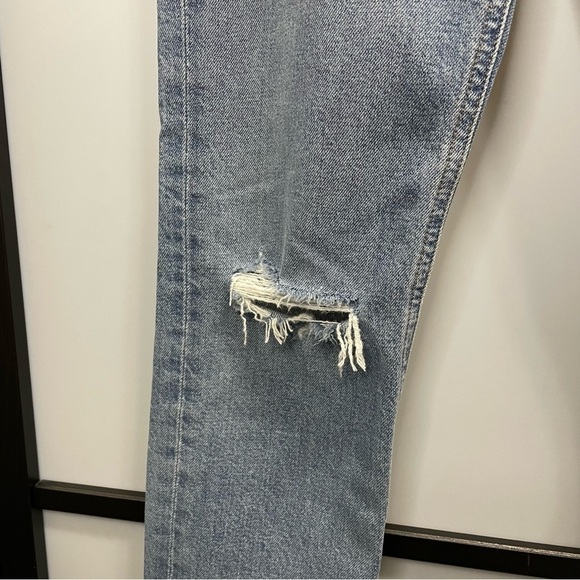 𝅺[24] AGOLDE Riley Hi Rise Straight Leg Crop Distressed Denim Jean In Whiplash - Picture 10 of 13